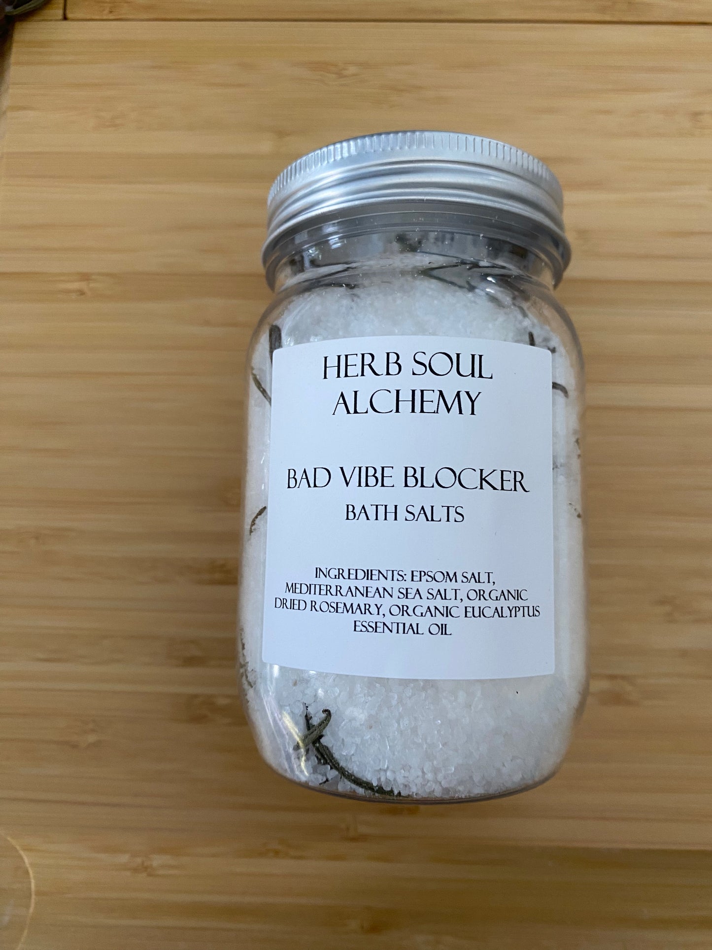 Bad Vibe Blocker Eucalyptus & Rosemary Infused All Natural  Bath Salts