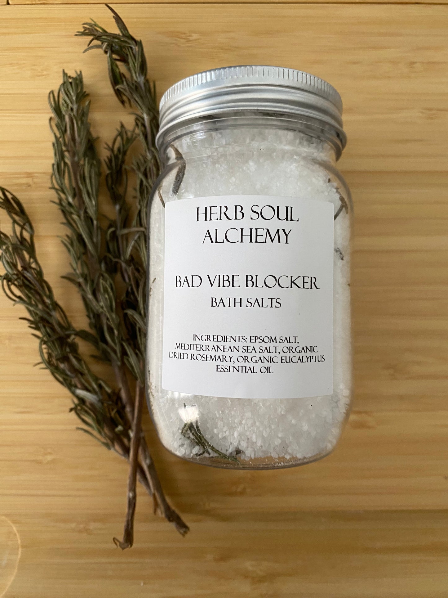 Bad Vibe Blocker Eucalyptus & Rosemary Infused All Natural  Bath Salts