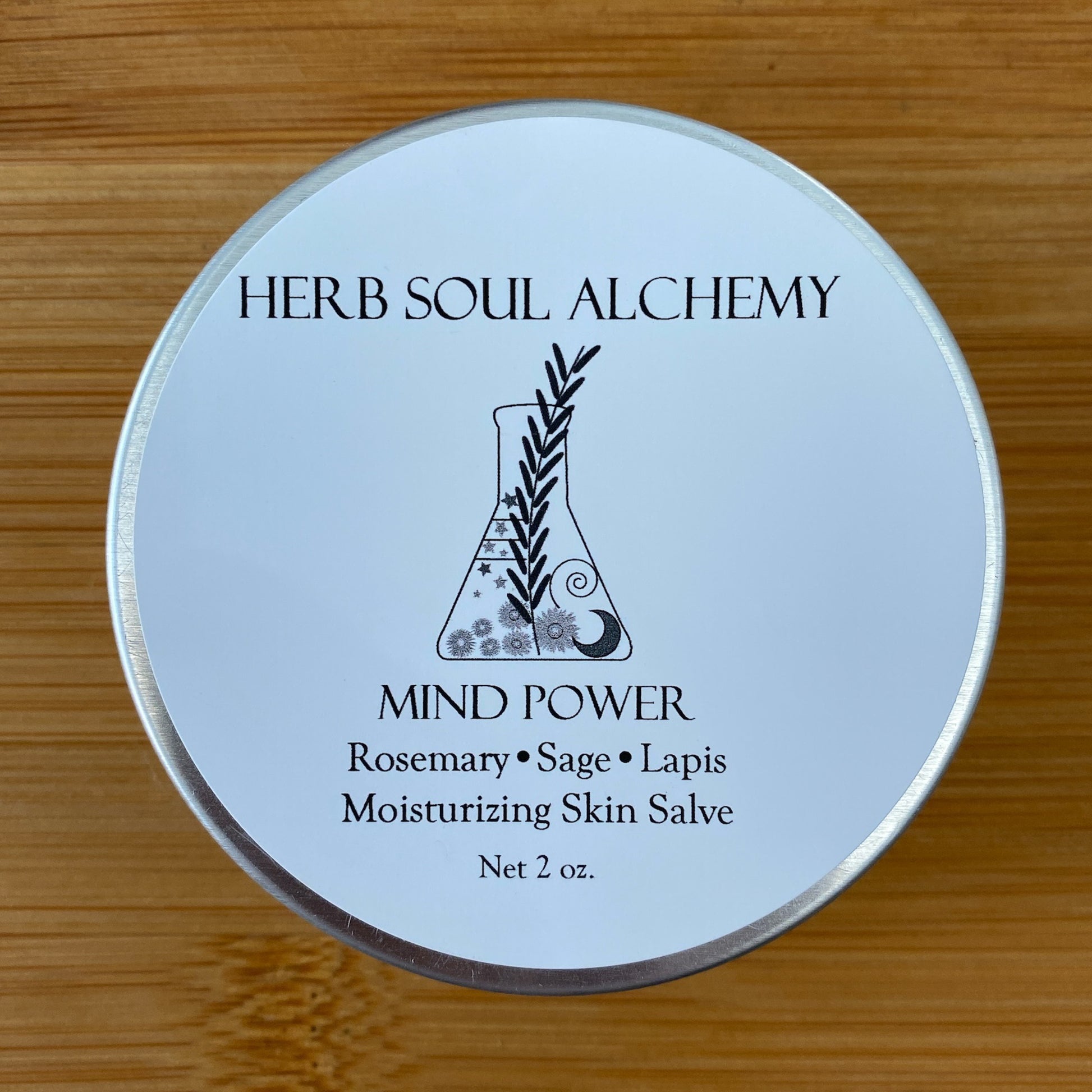 Rosemary & Sage All Natural Herbal Skin Salve with Lapis Stone for Moisturizing and Mental Focus Power