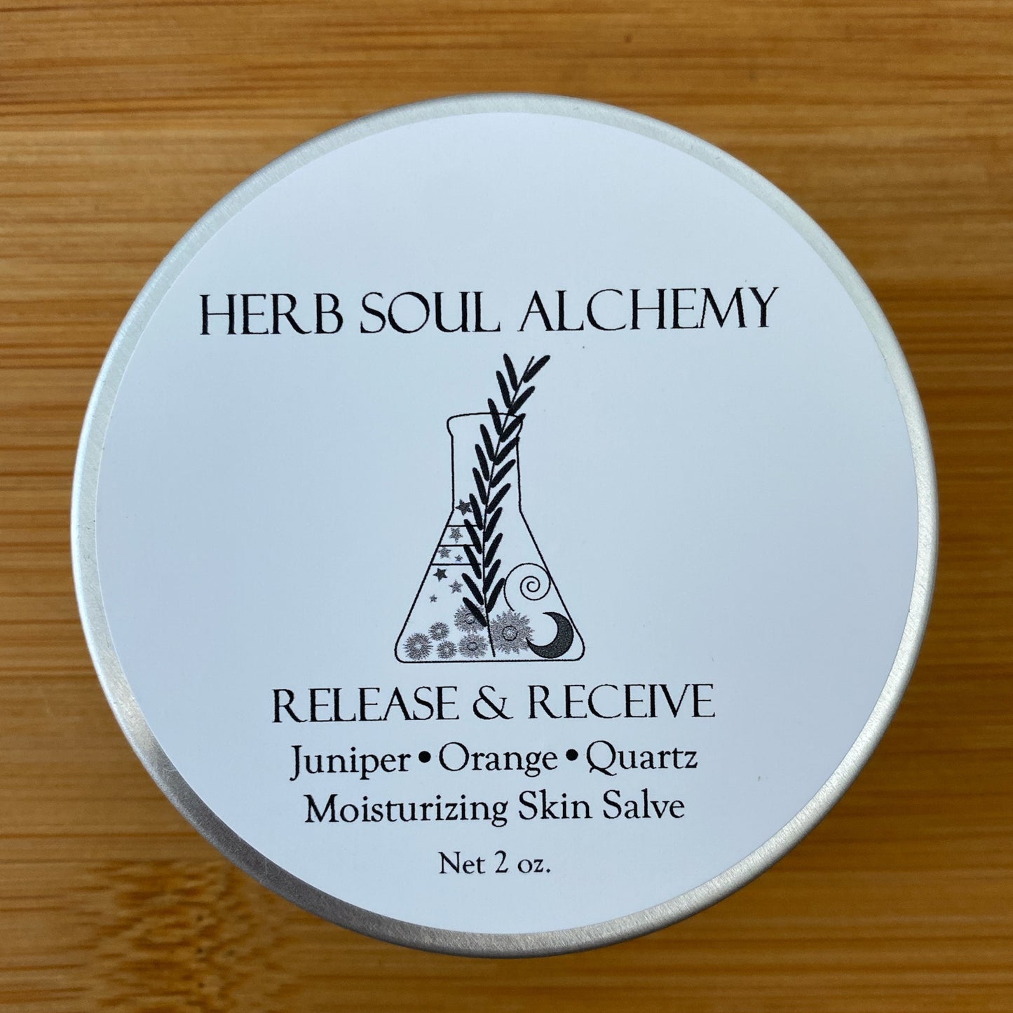 Juniper & Orange All Natural Herbal Skin Salve with Quartz Crystal to Receive  Abundance and Release Negativity